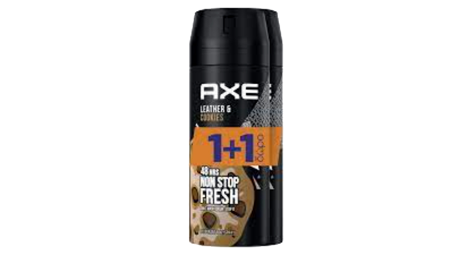 AXE SPRAY ΑΠΟΣΜΗΤΙΚΟ ΣΩΜΑΤΟΣ LEATHER & COOKIES 150ml (1+1 ΔΩΡΟ)