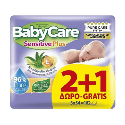 BABYCARE ΜΩΡΟΜΑΝΤΗΛΑ SENSITIVE PLUS 3x54τμχ (2+1 ΔΩΡΟ)