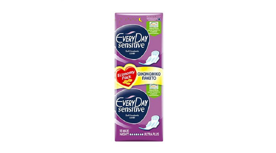 EVERYDAY ΣΕΡΒΙΕΤΕΣ 0639Π SENSITIVE ULTRA PLUS MAXI NIGHT 18τμχ