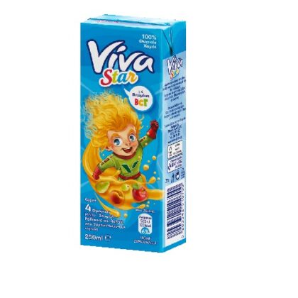 VIVA ΦΥΣΙΚΟΣ ΧΥΜΟΣ STAR (ΣΤΑΦΥΛΙ-ΑΧΛΑΔΙ-ΜΗΛΟ-ΡΟΔΑΚΙΝΟ) 250ml