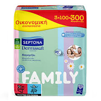 SEPTONA ΜΩΡΟΜΑΝΤΗΛΑ DERMASOFT FAMILY ΟΙΚΟΝΟΜΙΚΗ ΣΥΣΚΕΥΑΣΙΑ 3x100τμχ