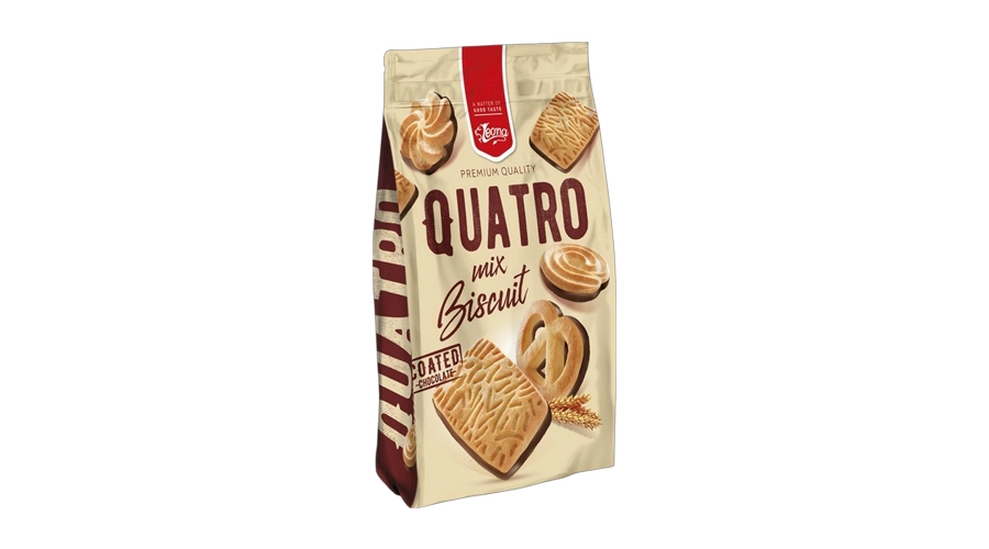 LEONA ΜΠΙΣΚΟΤΑ QUATRO MIX ΜΕ ΜΕΡΙΚΗ ΕΠΙΚΑΛΥΨΗ ΚΑΚΑΟ 250gr