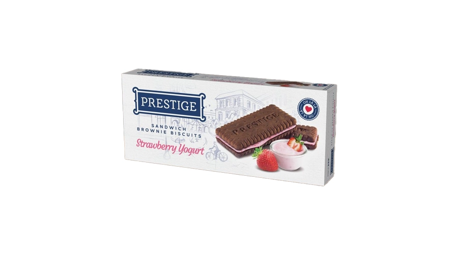 PRESTIGE OH LA LA ΜΠΙΣΚΟΤΑ BROWNIE STRAWBERRY YOGURT 136gr
