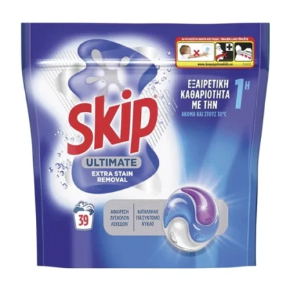 SKIP ULTIMATE ΚΑΨΟΥΛΕΣ EXTRA STAIN REMOVAL 39τμχ