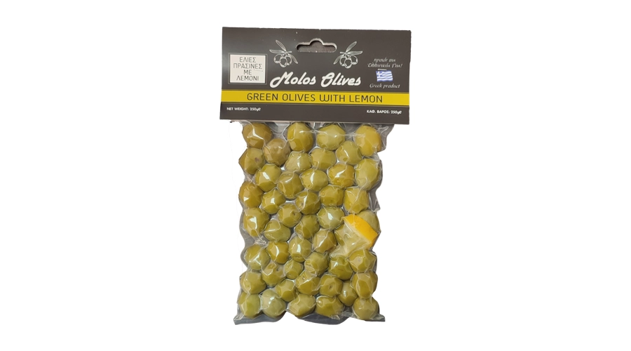 ΜΩΛΟΣ ΕΛΙΕΣ ΠΡΑΣΙΝΕΣ ΜΕ ΛΕΜΟΝΙ VAC. 250gr